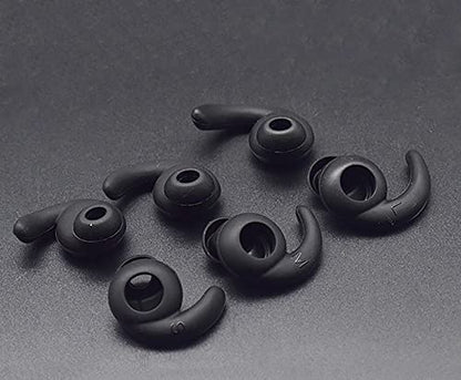 3 Pairs Silicone Hooks Eartip Eartips Earbuds Eargels Compatible with Synchros Reflect BT Sports Wireless Bluetooth Earphones(Black)