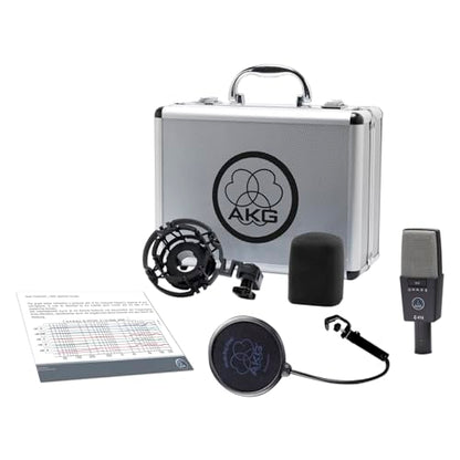 AKG Pro Audio C414 XLS Studio Grade Professional Large Diaphragm Vocal and Instrument Condenser Microphone with Rugged Aluminum Carrying Case. XLR Connector. Gray with Gold - style: C414 XLS Single