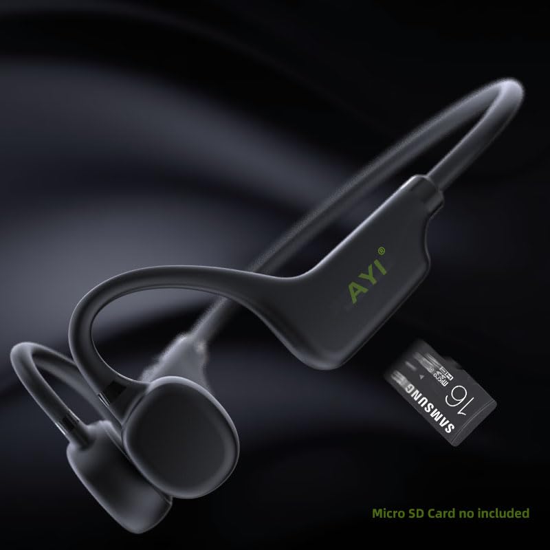 AYI True Bone Conduction Headphones Open Ear Headset Able to be a MP3 Player with Micro Disk Stereo Bluetooth Earphone for Driving Bicycling Running Skiing-X9 Black - color: X9 Black