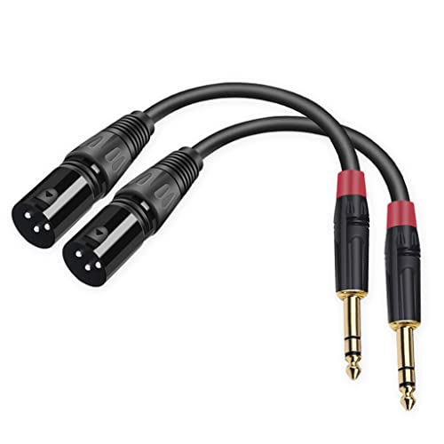 (2PACK/11.8inch) XLR Male to 1/4 Inch TRS Balanced Audio Cable - 3-Pin XLR to 6.35mm Stereo Adapter Cord for Microphone,Speaker, Mixer, Amplifier - size: 11.8inch