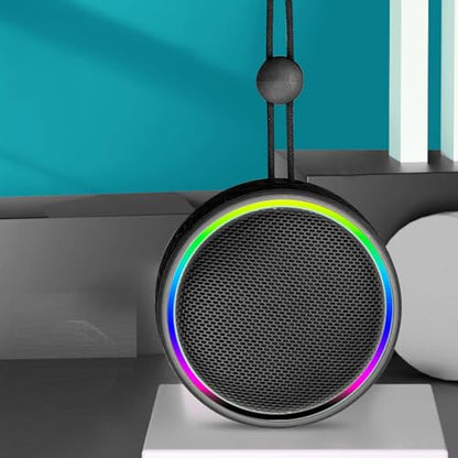 Diyeeni Bluetooth Shower Speaker, IPX6 Water Proof Portable Bluetooth 5.3 Speakers with Suction Cup, Mini Wireless Speaker with RGB Lights, Loud Stereo Sound for Bathroom (Black) - color: Black