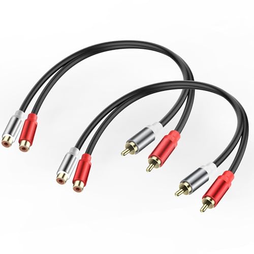 JSADZJK 2 RCA Male to Female Stereo Audio Cable - 0.3M/0.98Ft Gold-Plated Dual RCA Connector Jack Plug for Audio/Video/Subwoofer/Auxiliary