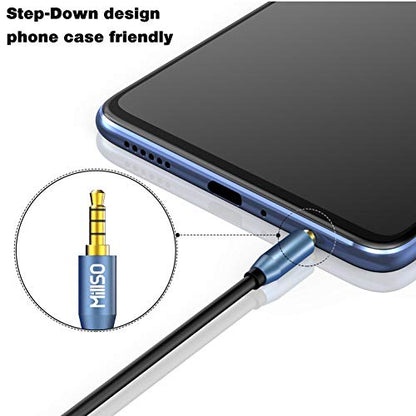 Headset Splitter for 2 TRRS Headphones or Mics 3.5mm Audio Splitter | Sapphire Blue, Metal Shell, 3.5mm Jack Adapter TRRS 4-Pole Headphone Splitter Male to 2 Female Adapter for Smartphone, Laptop - size: 1 Feet - Standard