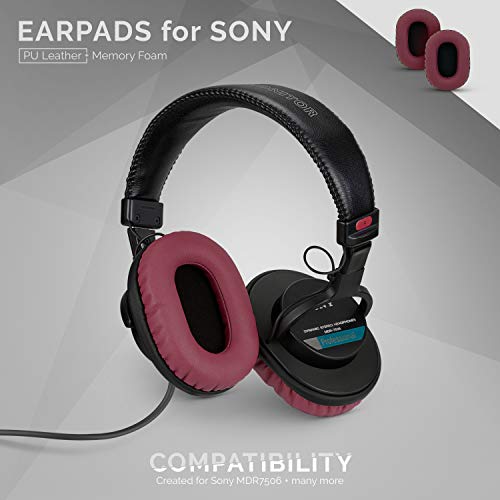 Brainwavz Replacement Earpads for Sony MDR 7506, V6, CD900ST, Memory Foam Ear Pad & Suitable for Other On Ear Headphones, Dark Red - color: Dark Red