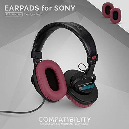 Brainwavz Replacement Earpads for Sony MDR 7506, V6, CD900ST, Memory Foam Ear Pad & Suitable for Other On Ear Headphones, Dark Red - color: Dark Red