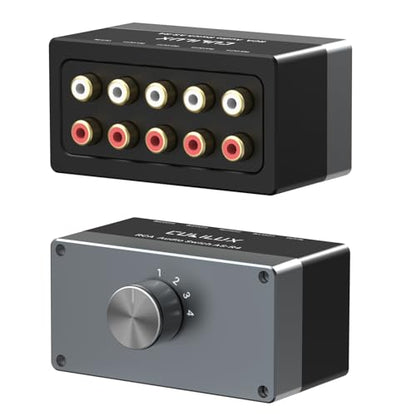 AS-R4 4-Channel RCA Audio Selector, Bidirectional 4-Way Stereo RCA Aux Switcher, 1-Input to 4-Output / 4-Input to 1-Output