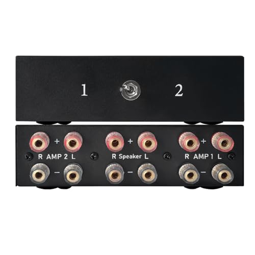 2 Way Bidirectional Amplifier Speaker Selector, 2(1)-in-1(2)-Out Amplifier Speaker Switcher, AMP A/B Switch Splitter 2-Port Loudspeaker Control Combiner Box - color: AMP switch 1*2-2*1