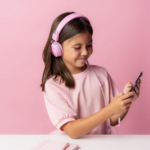JLab, JBuddies Studio, Kids Wired on-Ear Headphones, Bundle with USB-C Adapter, Volume limiting, Foldable, Pink - color: Pink, size: Bundles