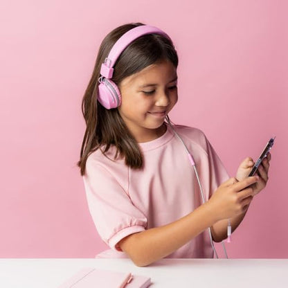 JLab, JBuddies Studio, Kids Wired on-Ear Headphones, Bundle with USB-C Adapter, Volume limiting, Foldable, Pink - color: Pink, size: Bundles