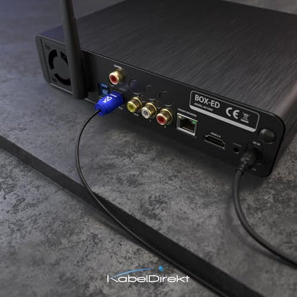 KabelDirekt – TOSLINK Cable Slim – 16ft – Soundbar | TOSLINK to TOSLINK, digital S/PDIF cable, stereo system/amplifier, home theater, Xbox One/PS4 - color: Black-Blue, size: 16ft