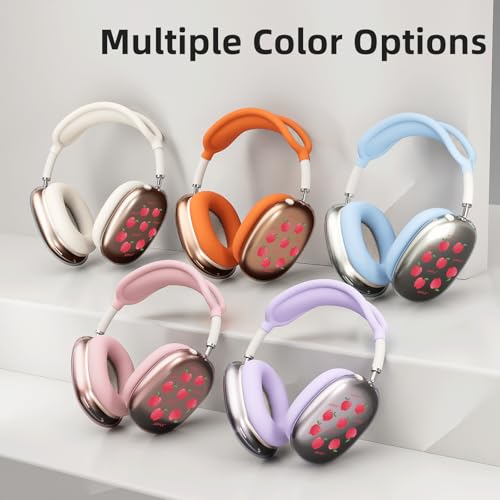 Pink Cute Apple Print Clear Case for Airpods Max Headphones Lovely Design Soft TPU Ear Cups Cover Anti-Scratch Silicone Ear Pad Protective Case 53 Headband Cover for Apple Airpods Max - color: Pink apple 04