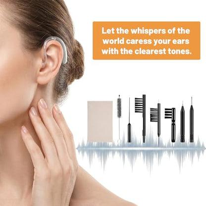 10 Pcs Hearing Aid Cleaning Kit, Hearing Amplifier Brush Tools | Headphones Cleaner Brush Kits, with Case and Cloth