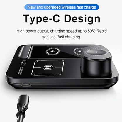 IHAO 3in1 Auto-Rising Wireless Charging Station 15W Fast Charge Ultra-Slim Foldable Design Wireless Charger for Phone Earbud and i-Watch QC3.0 & PD Compatible - color: 3in1 wireless Charger R13 Black