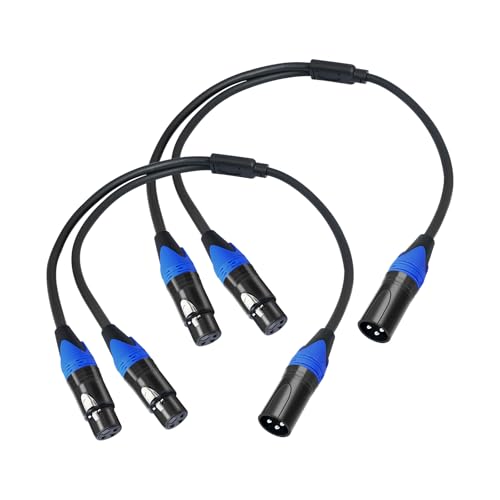 XLR Splitter, Balanced XLR Splitter Cable Male to 2 Female, XLR Y Splitter Micrphone Cable,XLR Y Splitter Cable 3-Pin (1.6FT / 2 Pack