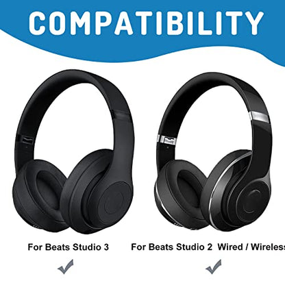 Studio 2/3 Earpads Replacement Ear Pads Cushion Cover Compatible with Studio 2.0 Wired/Wireless & Studio 3.0 B0500 B0501 Over-Ear Headphones (Crystal Blue) | Soft Protein Leather & Memory Foam Earpad Replacement, Ear Cushions Fit Studio3 & Studio2, Replac