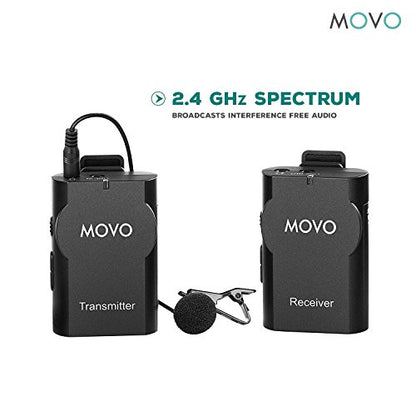 Movo WMIC10 2.4GHz Wireless Lavalier Microphone System for DSLR Cameras, iPhone, iPad, Android Smartphones, Camcorders (50-Foot Transmission Range)