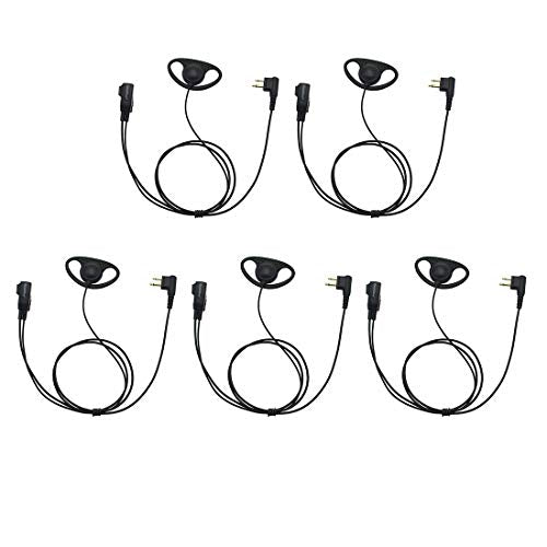 D Shape Clip-Ear Headset Earpiece PTT with Mic Compatible with Motorola Two-Way Radio CLS1410 RMM2050 GP300 CP200 PR400 CLS1110 (5 Pcs) - size: 5 Pcs