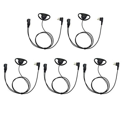D Shape Clip-Ear Headset Earpiece PTT with Mic Compatible with Motorola Two-Way Radio CLS1410 RMM2050 GP300 CP200 PR400 CLS1110 (5 Pcs) - size: 5 Pcs