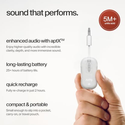 Twelve South AirFly Pro 2, Bluetooth Adapter, Pair 2 AirPods, White | Pair 2 AirPods or Wireless Headphones – 3.5mm AUX Bluetooth Transmitter and Receiver for Cars, Boats, Treadmills, TVs & More - color: White, style: AirFly Pro 2