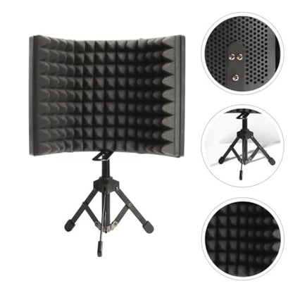 HANABASS Portable Folding Microphone Windshield Shield with Sponge and Metal Three Panels Combination, Sound Absorber Panel for Studio Recording and Broadcasting Room, Easy to Carry