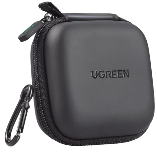 UGREEN Earbud Case, Waterproof Earphone Case Pouch Compatible with AirPods Pro Headphone Case Holder with Stainless Steel Carabiner, for Headphones, Earbuds, SD Memory Card, Camera Chips, Black - color: Black