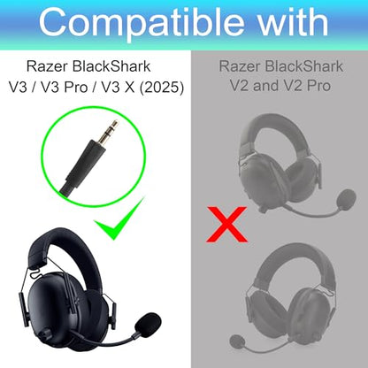 LEFXMOPHY Blackshark V3 Mic Replacement for Razer Blackshark V3, V3 PRO, V3 X (2025 Version) Game Headset Microphone Accessory Black Shark 3rd Gen 3.5mm Detachable Gaming Boom Mike with Foam, Black - color: Black 1-PACK