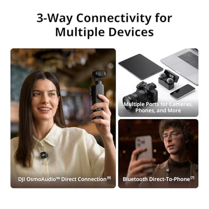 DJI Mic 3 Combo + Silicone Case + Interview Stick + Selfie Light | Wireless Microphone for iPhone/Camera/Android, Ultralight, Adaptive Gain Control, Dual Band Anti-Interference, 28h Use, Vlog