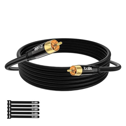 Kxable Subwoofer Cable RCA to RCA Audio Cable 30FT, Digital Coaxial Audio Cable, Premium S/PDIF RCA Cord for Home Theater, HDTV, Subwoofer, Hi-Fi System, Amplifier, Tinned Copper, Double Shielded - size: 30 FT