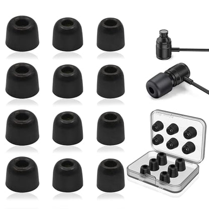 6 Pairs Memory Foam Earbud Tips Slow-Rebound Foam Earbud Tips Fits for 5mm-6mm in-Ear Earphones Blocking Noise Earbuds Tips with Storage Box S/M/L 3 Sizes Ear Replacement Tips (Inner 4.9mm, Black) - size: S/M/L (Inner size: 4.9mm)