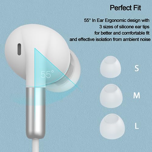 DUKABEL USB in-Ear Headphones, USB PC Earbuds for PC/PS4/PS5, White Gaming Earphone Headset with Microphone for Live Conference, Video Calls, Broadcasting, On-line Work | USB Gaming Earbuds with Mic, Noise canceling, in-ear Headphone, Volume Control, for