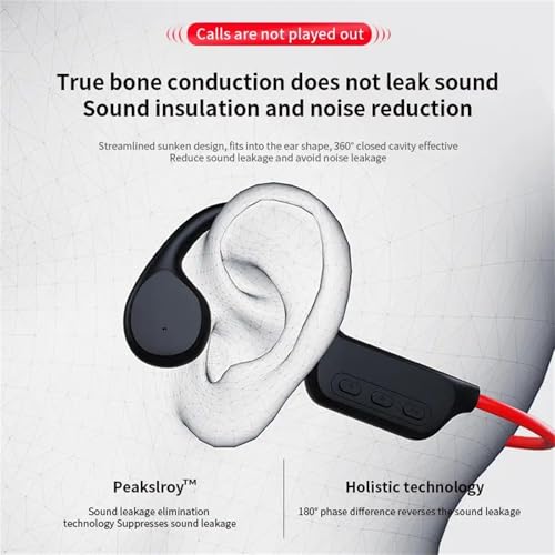 Bone Conduction Headphones IPX8 Waterproof 32GB Bluetooth 5.3 Wireless Headset with Microphone for Swim (Red) - color: Red