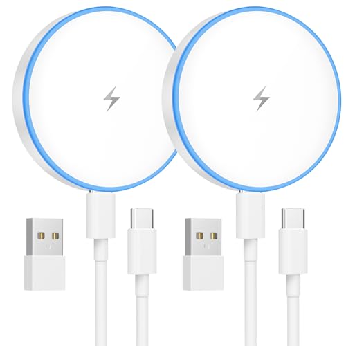 MagSafe Charger 2 Pack Magnetic Wireless Charger Fast Charging Pad | Two USB-C cables and two USB-A adapters, compatible with iPhone 17/16/15/14/13/12 Series and AirPods 4/3/2/Pro - color: White, size: 2Pack