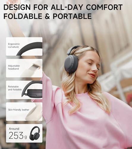 Edifier W800BT Pro Hybrid Active Noise Cancelling Over Ear Headphone, Gray | Bluetooth 5.4, Hi-Res Audio, AI Call Noise Cancellation, 45H Playtime, Fast Charging, Foldable, Wireless Over-Ear Headphones - color: Gray