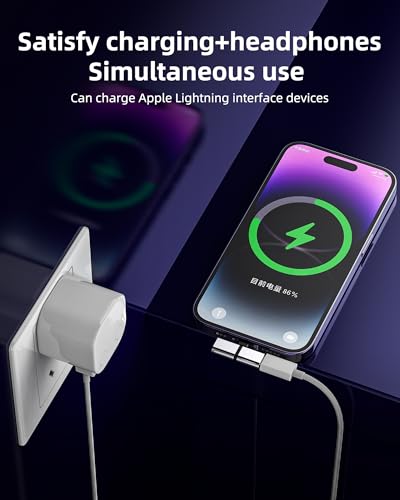 Lightning Jack Adapter for iPhone 11 12 13 14 Pro for ipad Pack of 2 Headphone Charger Connector to Audio AUX Splitter Cable Earphones Port Accessory Car Tablet AUX