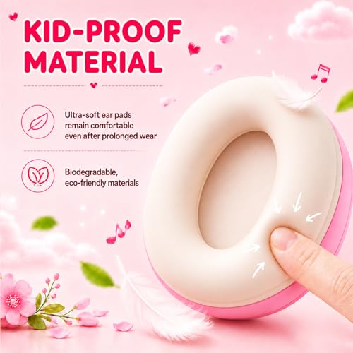 Kids Wireless Headphones for Girls,Over-Ear Kids Headset - color: Pink