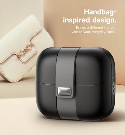 SURITCH for Samsung Galaxy Buds 3 Pro (2024) / Buds 3 (2024) / Buds 3 FE (2025) Case, Magnetic Cases with Cleaner Kit & Hanging Lanyard, Stylish Shockproof Cases Rugged Protective Cover, Black - color: Black