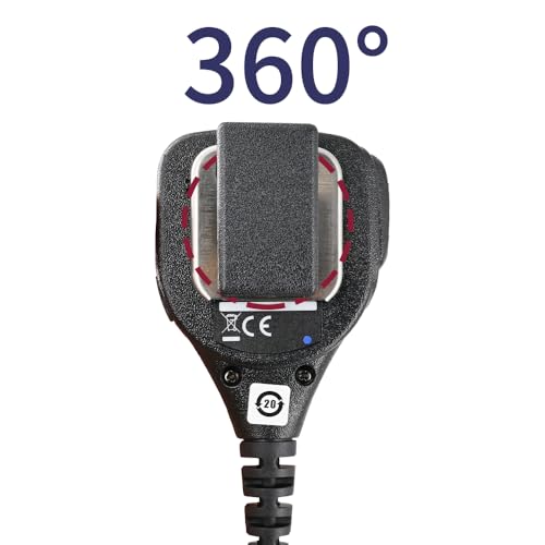ETMY Multi-Pin Speaker Mic Compatible with APX 6000 7000 8000 & XPR 6000 7000 Series Radios - 360° Rotating Clip, PTT Button & 3.5mm Jack, Secure Locking Connector 1 Pack