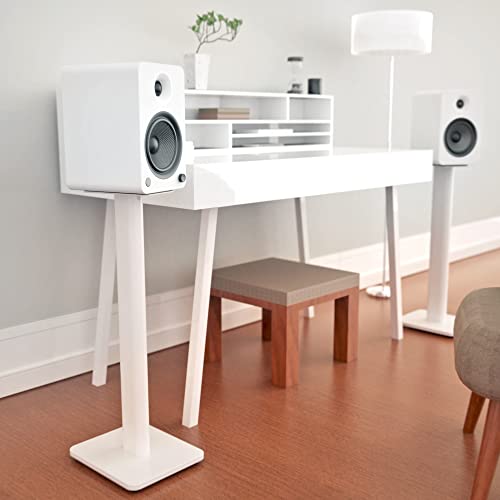 Kanto SP26PLW 26" Bookshelf Speaker Swiveling Floor Stands - White, Pair - Maximum Speaker Weight 30lbs per Stand - Standard and Extended top Plate Included - Internal Cable Management - color: White, size: 26 inches