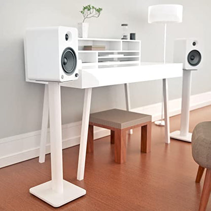 Kanto SP26PLW 26" Bookshelf Speaker Swiveling Floor Stands - White, Pair - Maximum Speaker Weight 30lbs per Stand - Standard and Extended top Plate Included - Internal Cable Management - color: White, size: 26 inches