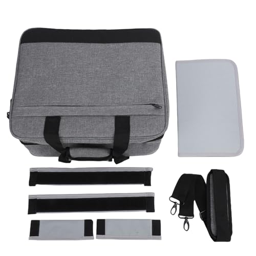 LiebeWH Mixer Travel Bag, Canvas Audio Mixer Carrying Case with Multi Pockets, Padded Interior, Adjustable Shoulder Strap for DJ Podcast Recording Gear and Cables