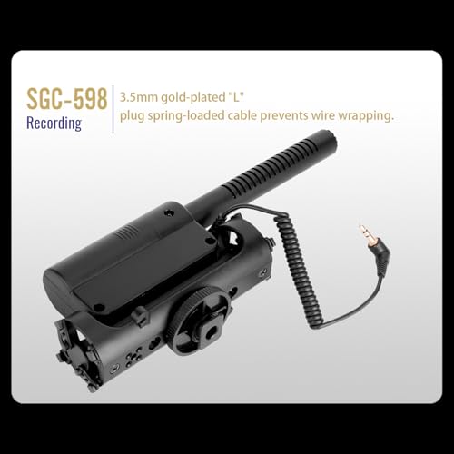 TAKSTAR SGC-598 3.5mm Cardioid Shotgun Microphone for Camera | Cardioid Condenser, +10dB Gain, 200Hz Low-Cut, Shock-Resistant
