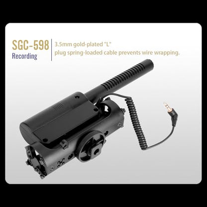 TAKSTAR SGC-598 3.5mm Cardioid Shotgun Microphone for Camera | Cardioid Condenser, +10dB Gain, 200Hz Low-Cut, Shock-Resistant