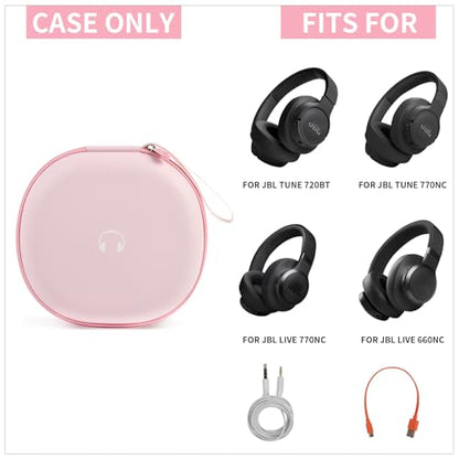 Comecase Headphone Case for JBL Tune 770NC，for JBL Live, 770NC, 660NC, 650B | Adjustable Divider, Cable Space and Carry Handle for Commuting, Gym and Travel, Students and Music Lovers, Case Only - Pink - color: Pink
