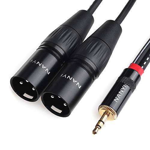 NANYI 3.5mm to 2 XLR Male Y-Splitter Audio Microphone Cable 1.5M (5FT) - size: 3.5mm To 2XLR Male-5FT