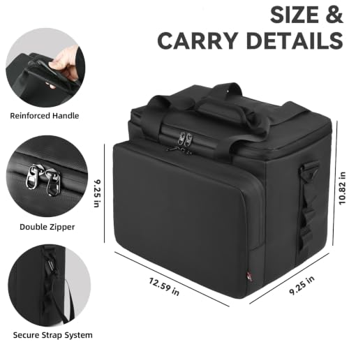 Portable Speaker Case Compatible with Turtlebox Original Gen 3 | Protective Travel Bag with Reinforced Anti-Tip Base, Padded Handle, Microphones Storage Pockets & Shoulder Strap