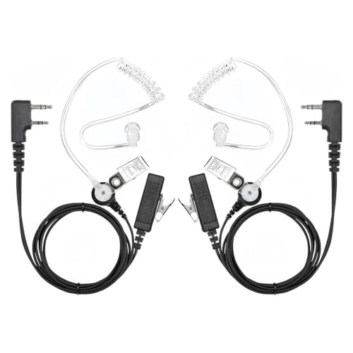 2Pack Walkie Talkies Earpiece with Mic Comfortable Acoustic Tube 2-Pin Headset with Mic Two Way Radio Earpiece for Baofeng UV-5R BF-888S,UV82 Retevis H777 RT22 - color: 2pcs
