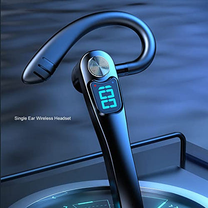 Bluetooth Earpiece, Single Ear Earphone, Hands Headset with LED Display, Voice Control for Driving Business
