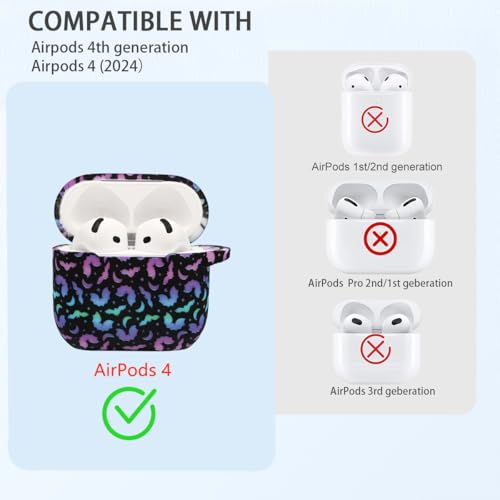 Case Compatible with AirPods 4 Case,Soft Silicone Cover with Bracelet Lanyard and Keychain, Cute Wireless Charging Protective Case for Apple AirPods 4th for Women and Men (Colourful) - color: Colourful