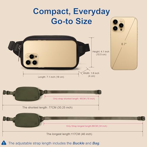 Pander Mini Belt Bag – Ultra Compact, Fits 6.7” Phone, Lipstick, Earbuds, Essentials, Small Crossbody Waist Purse, Grey Sage - color: Grey Sage