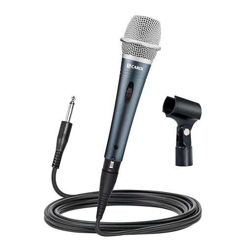 CAROL Edur-916S Silver XLR Wired Vocal Microphone for Singing－Supercardioid | Patented dual-shock-mount minimizes handling noise. Anti-rolling grille keeps the microphone secure on desk. - color: Silver